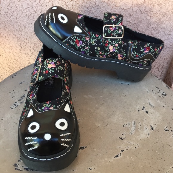 tuk Shoes | Tuk Anarchic Mary Jane Floral Cat Shoes Size 8 | Poshmark